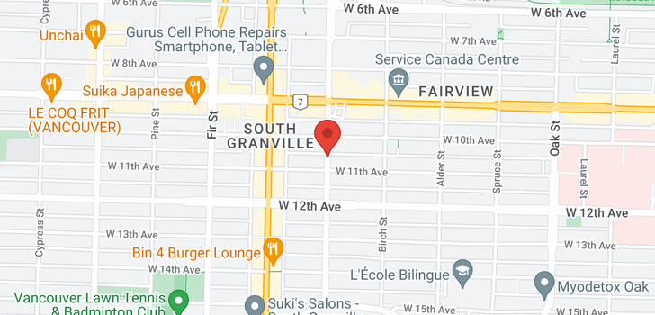 map of 105 1551 W 11TH AVENUE